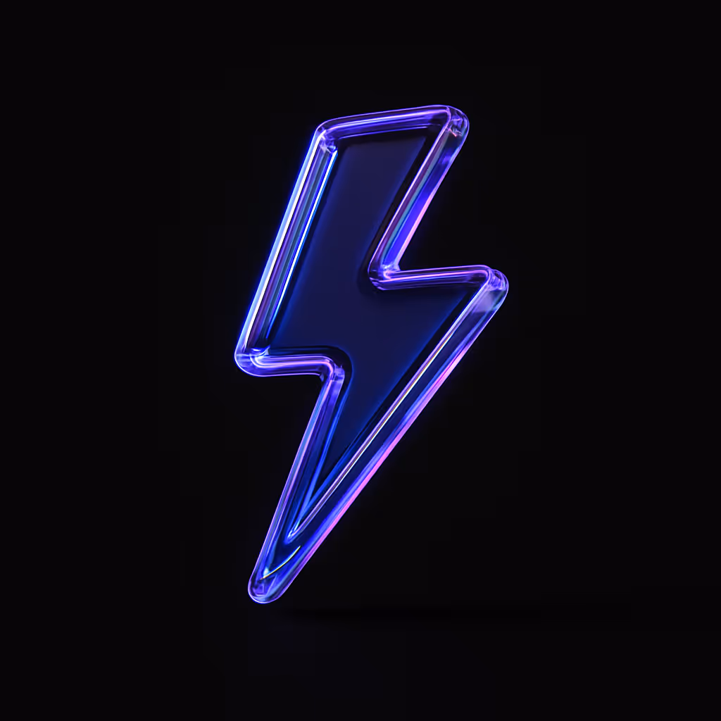 A purple glass lightning bolt