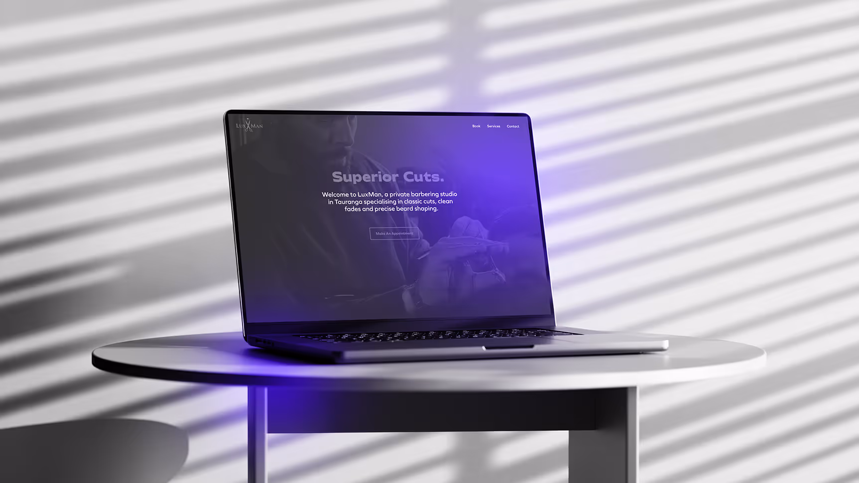 A mockup of a website on a Macbook Pro